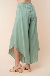 Chic White Birch High-Waisted Woven Pants with Elegant Tulip Hem